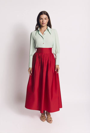 The Marilyn Skirt Maxi - Red Taffeta
