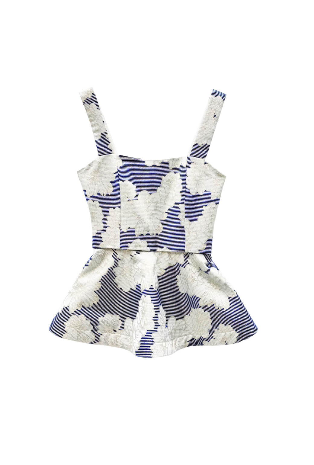 The Peplum Bustier -Navy Floral Brocade
