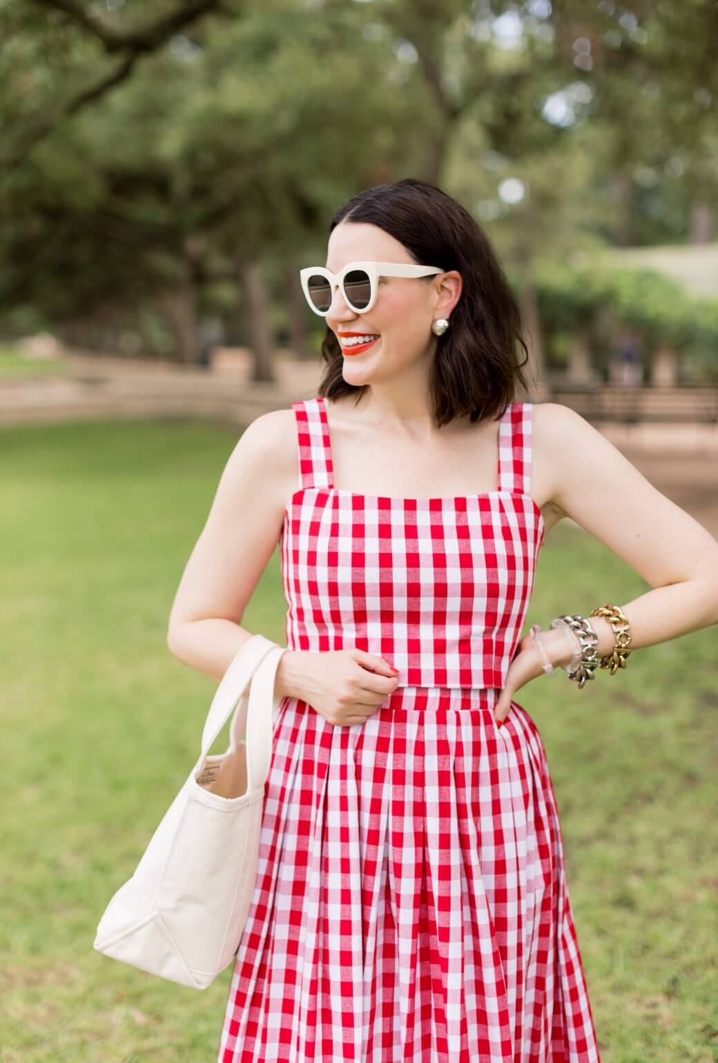 The Peplum Bustier - Red Gingham