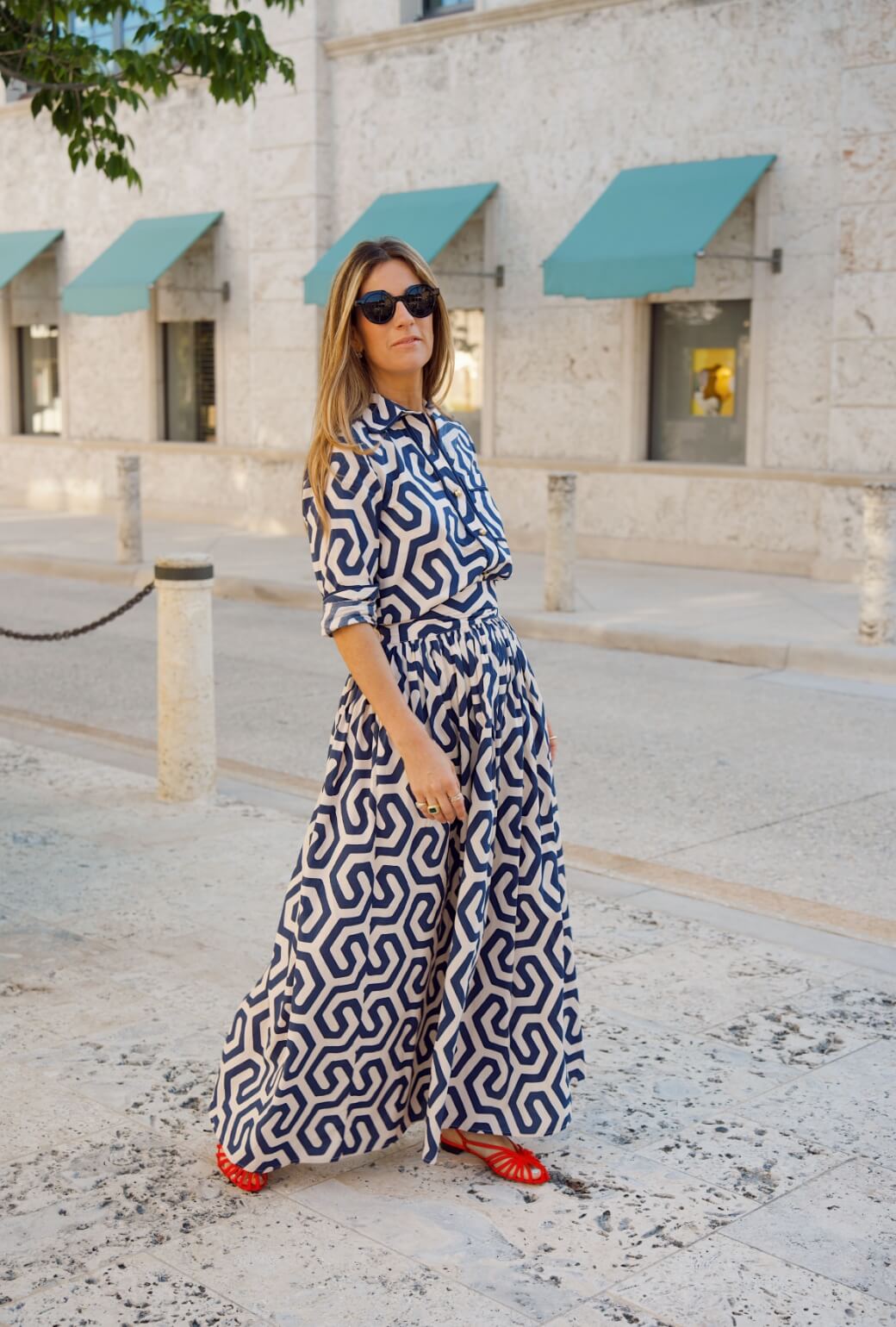 Buru x Ali Sisto Part Two The Perry Blouse - Navy Blue Geo