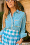 Buru x Ali Sisto The Perry Blouse - Turquoise and Marigold