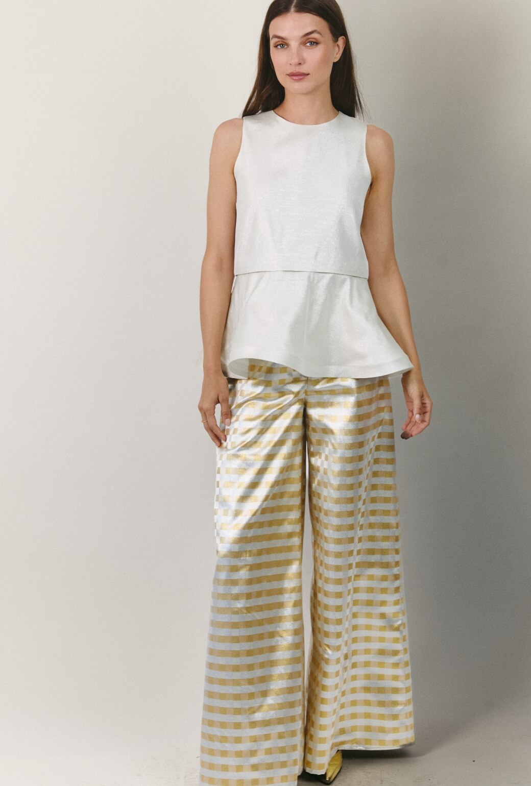 The Wide Leg Trouser - Checkerboard Brocade