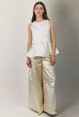 The Wide Leg Trouser - Checkerboard Brocade