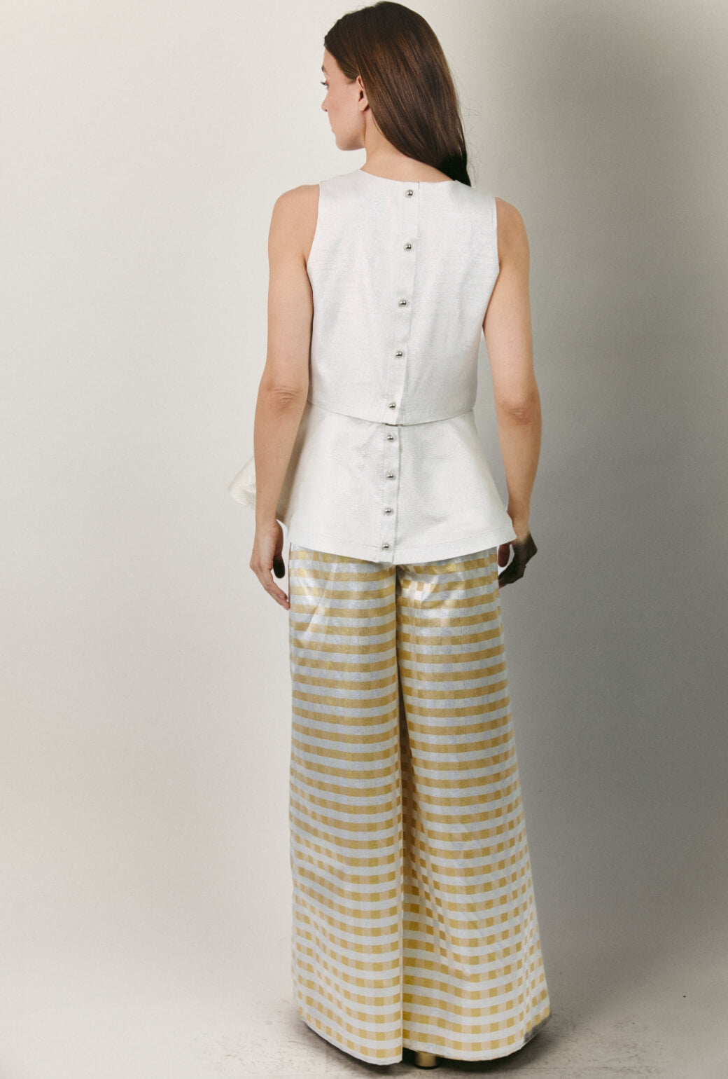 The Wide Leg Trouser - Checkerboard Brocade