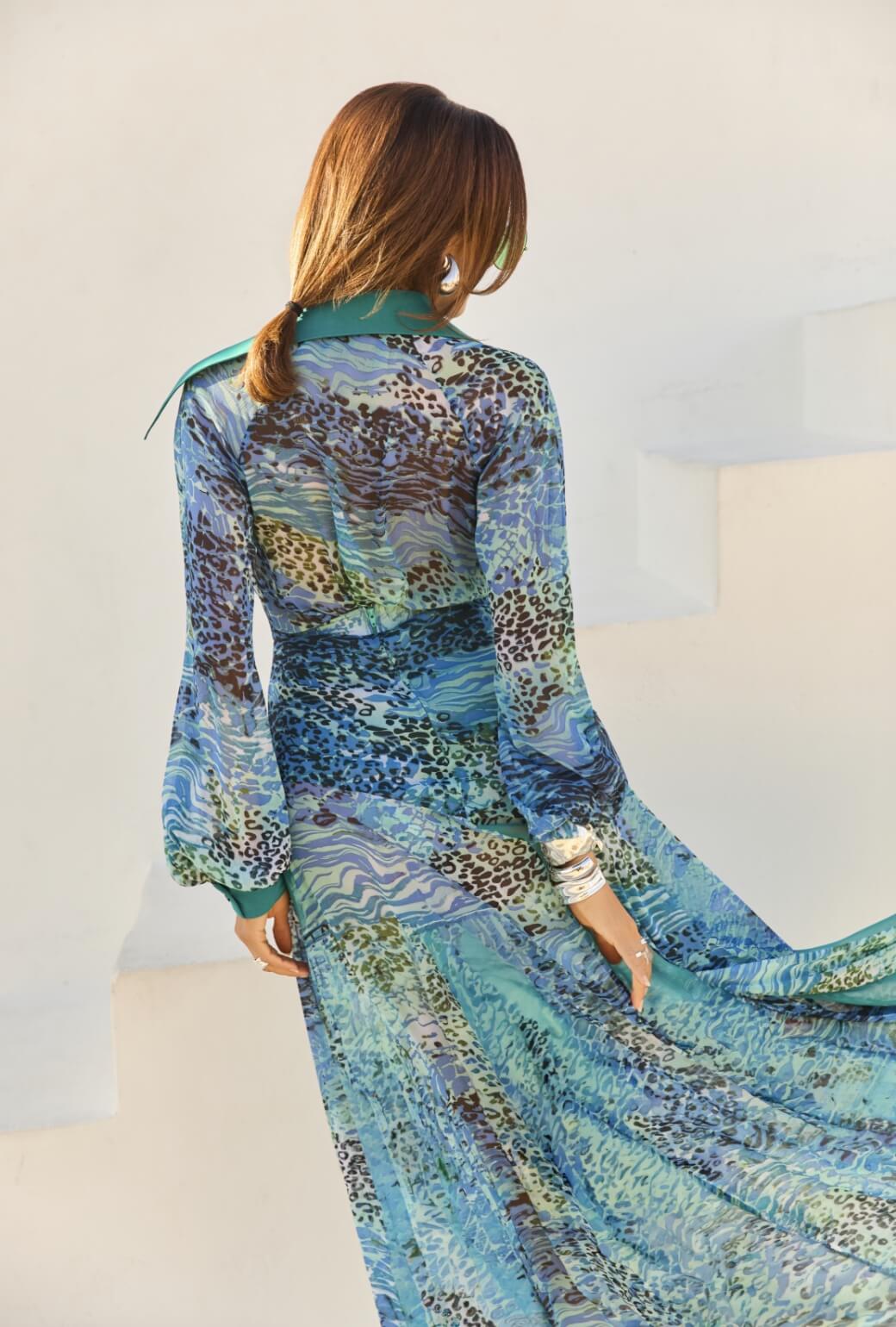 Buru x India The Portabello Blouse 2.0-Sea Glass Leopard