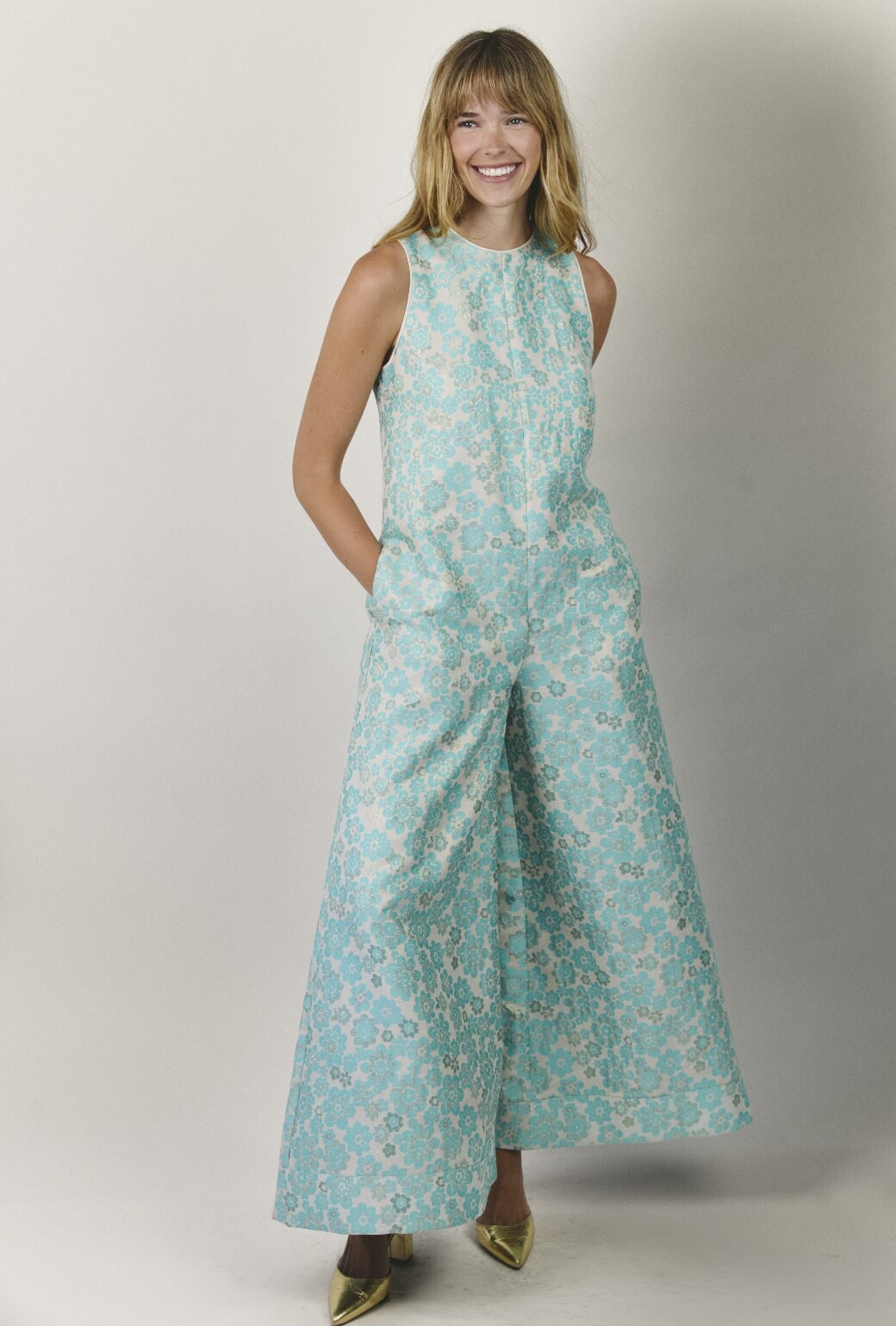 The Royale Jumpsuit - Aqua Brightline