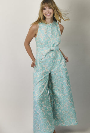 The Royale Jumpsuit - Aqua Brightline