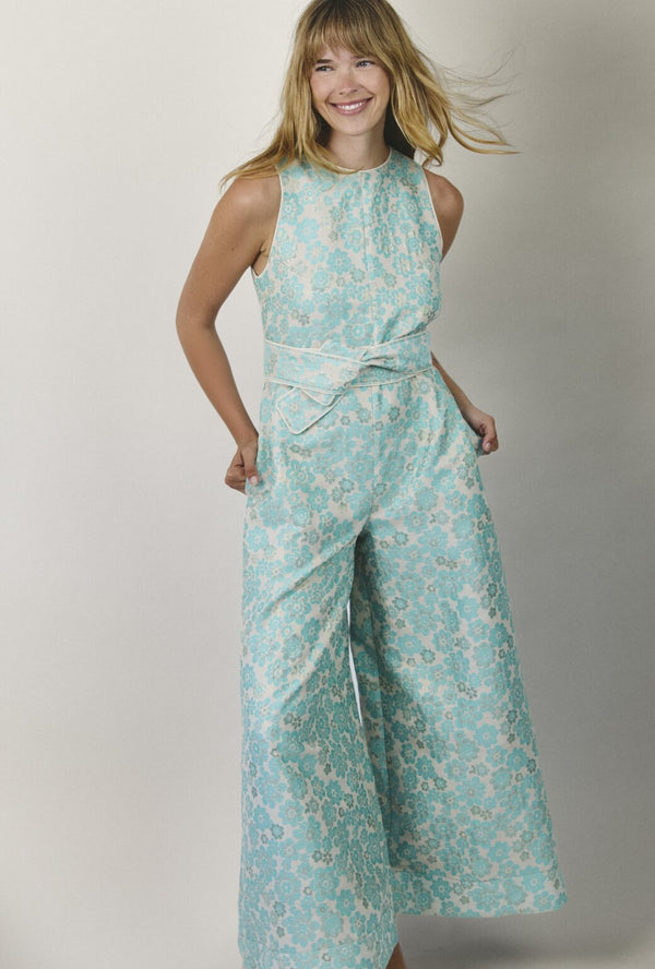 The Royale Jumpsuit - Aqua Brightline