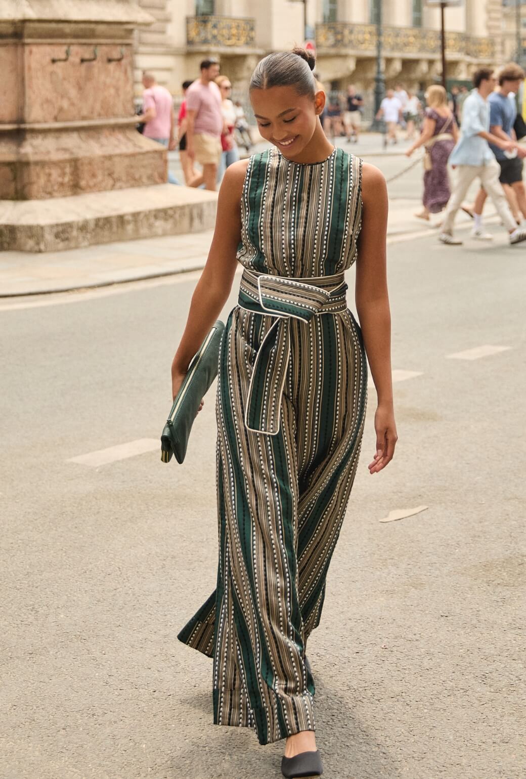 The Royale Jumpsuit - Green Embroidered Silk