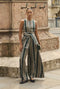 The Royale Jumpsuit - Green Embroidered Silk