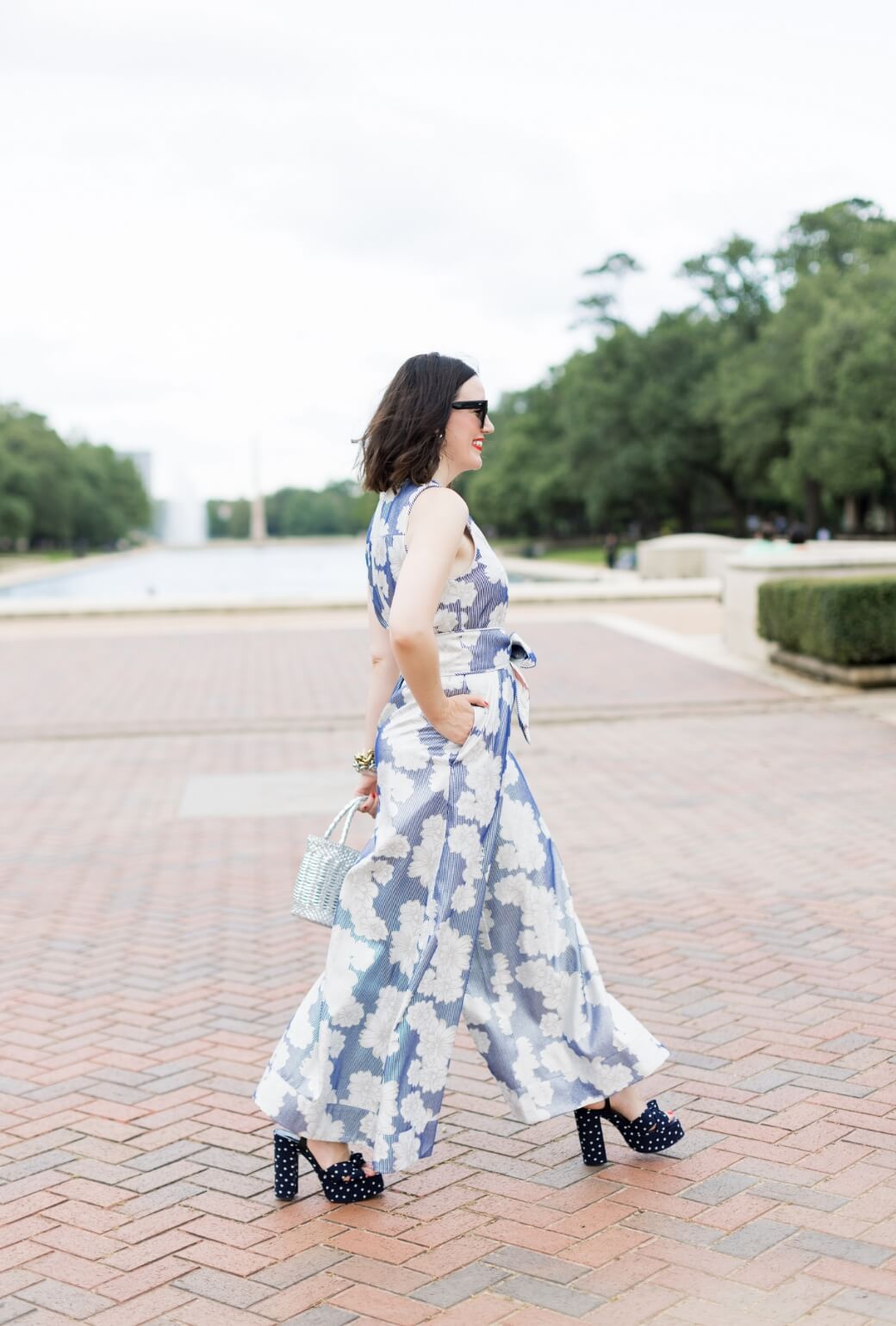 Buru x Val The Royale Jumpsuit - Navy Floral Brocade