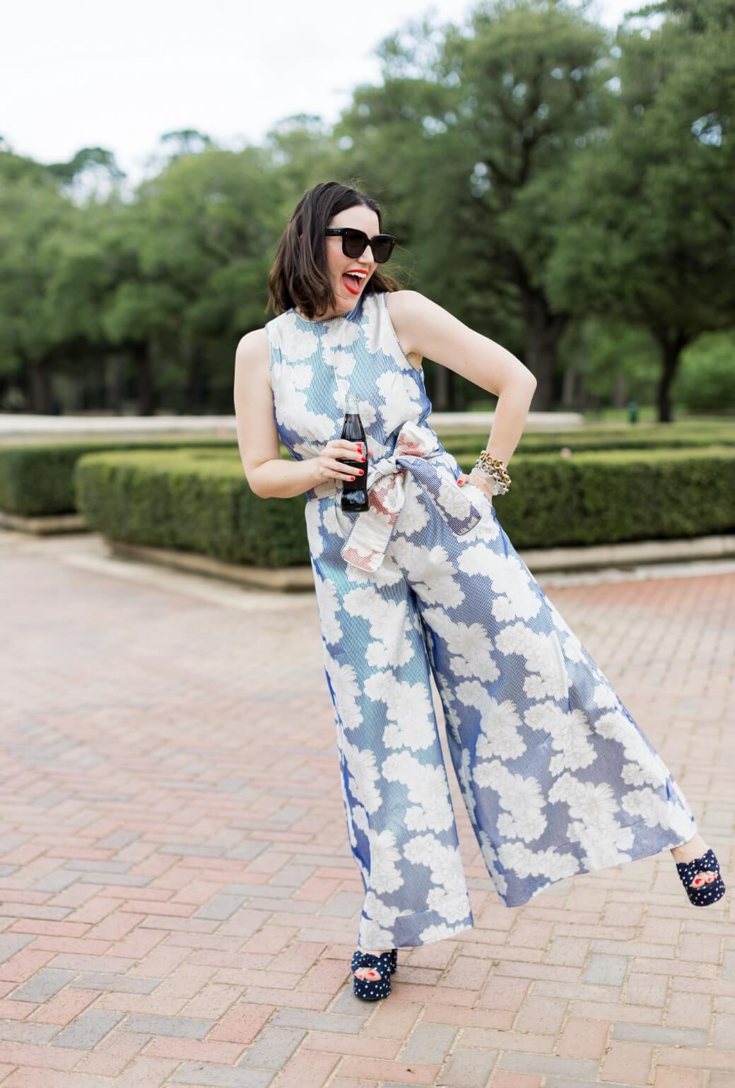 Buru x Val The Royale Jumpsuit - Navy Floral Brocade