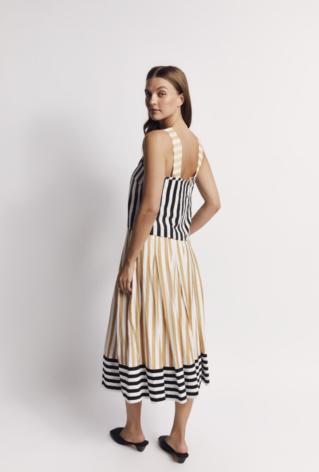 The Slim Top - Black and Sand Stripe
