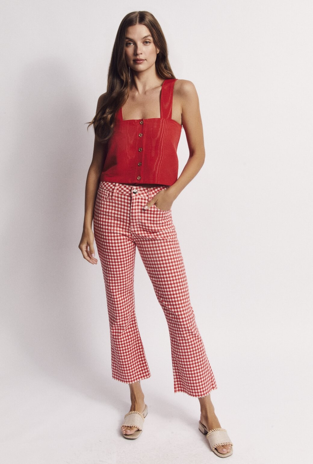 The Slim Top - Red Moiré
