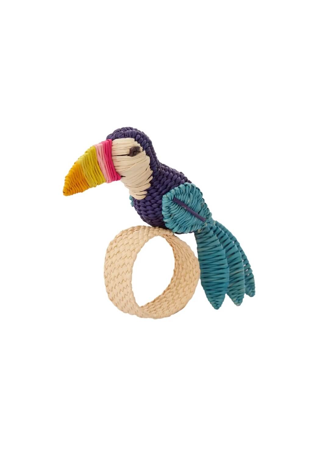 Toucan Rattan Napkin Rings - Blue