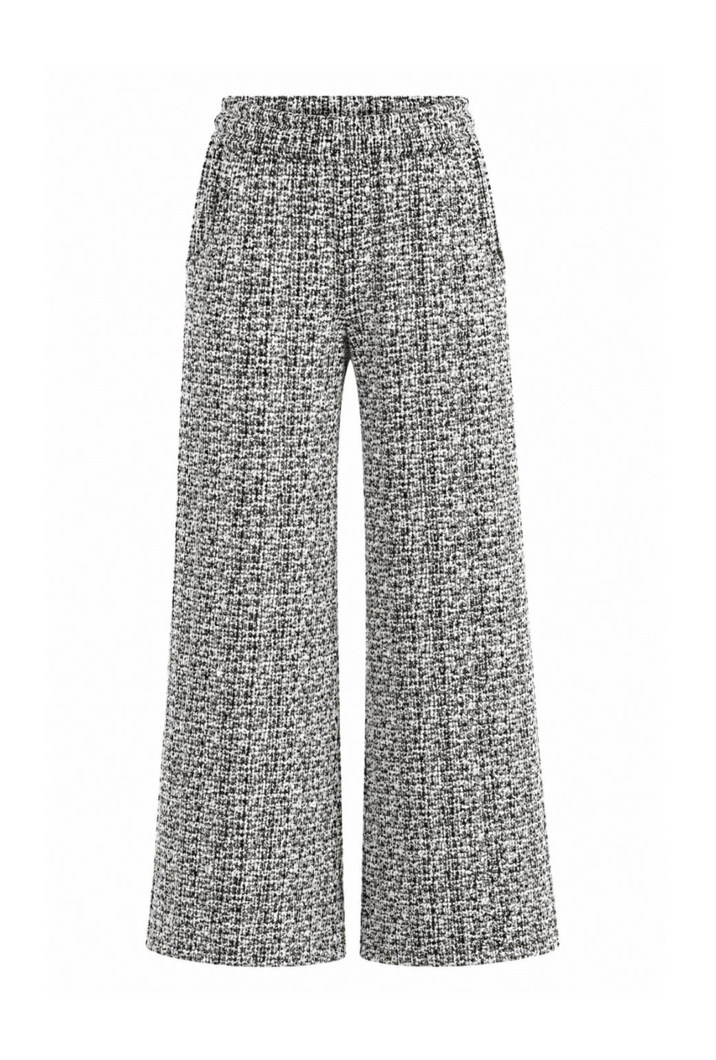 BURU x Val Wide Leg Knit Trouser - Black Crosshatch