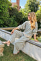 Wide Leg Knit Trouser - Blue Stripe Knit