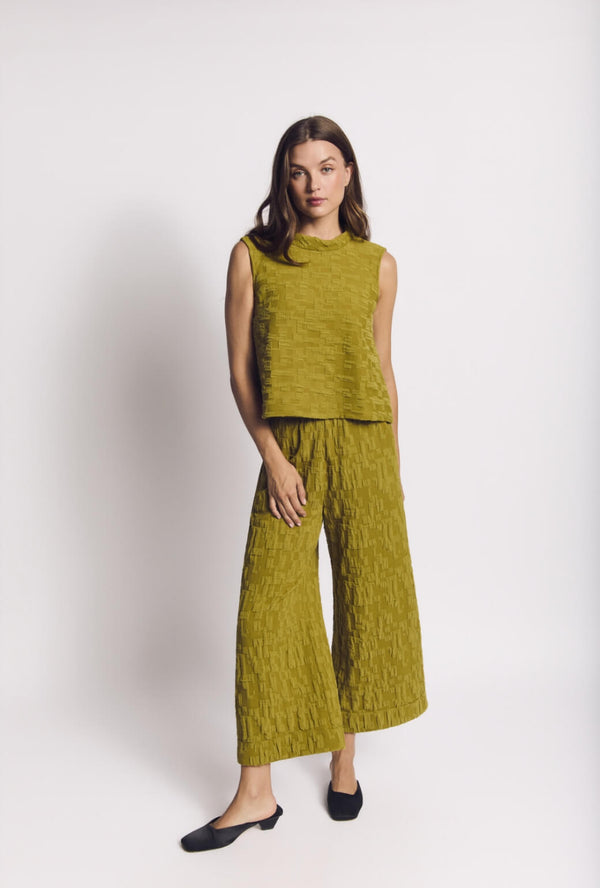 BURU x Val Wide Leg Knit Trouser - Chartreuse Knit