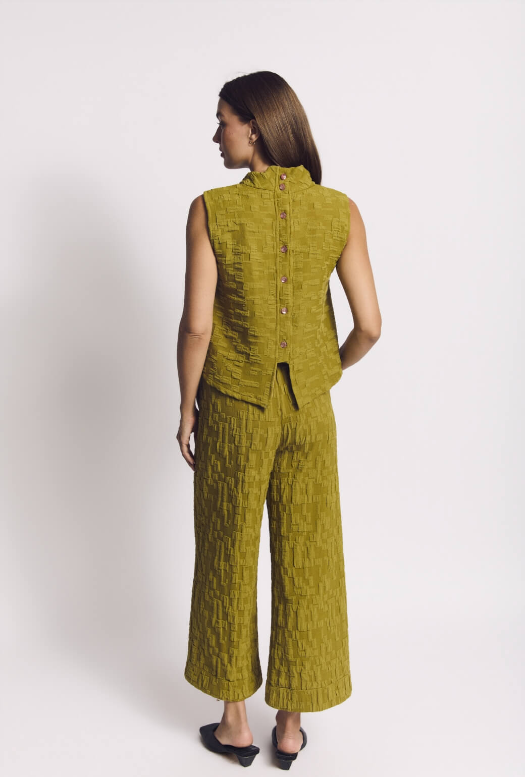 BURU x Val Wide Leg Knit Trouser - Chartreuse Knit