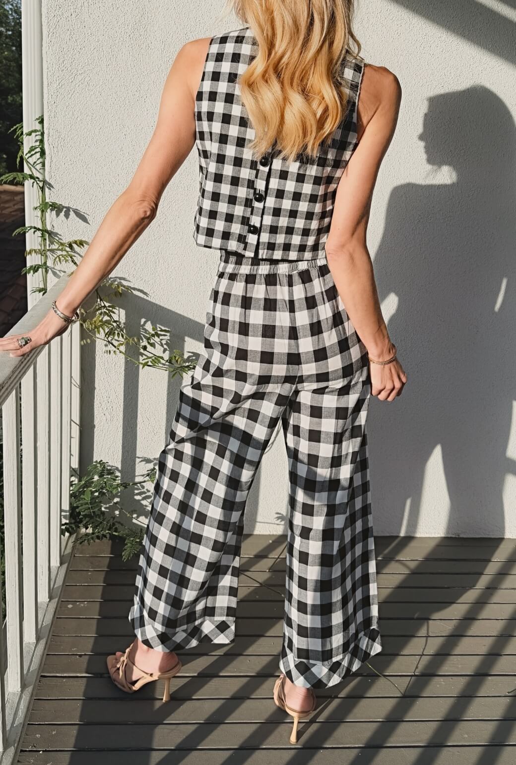 Wide Leg Trouser - Black and White Gingham