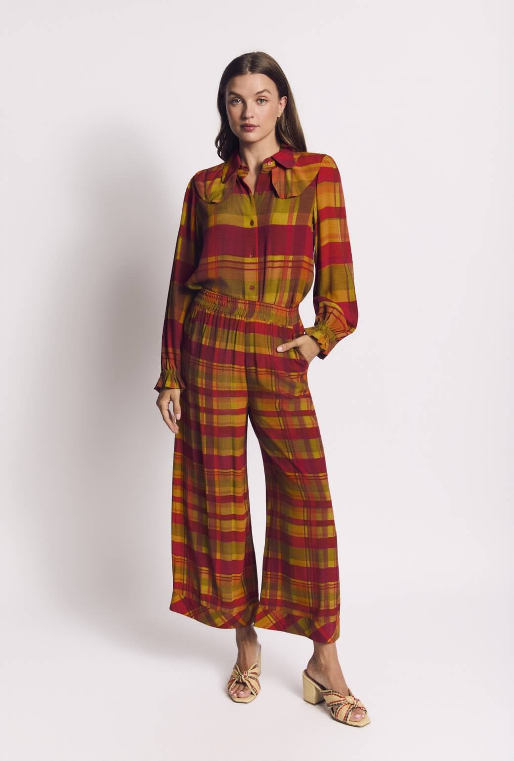 Wide Leg Trousers - Lake House Plaid