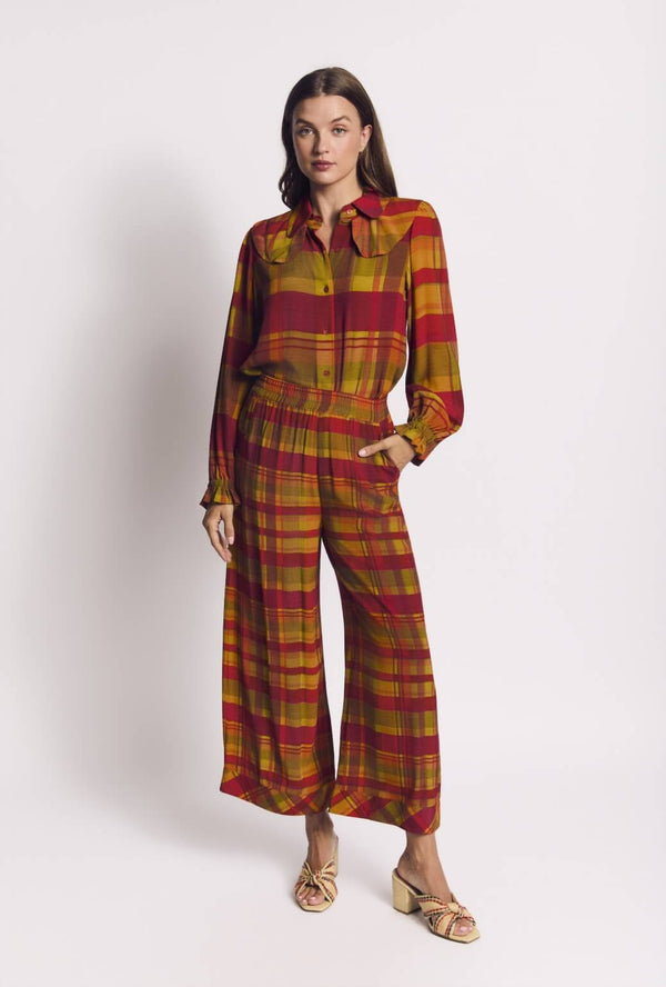 Wide Leg Trousers - Lake House Plaid