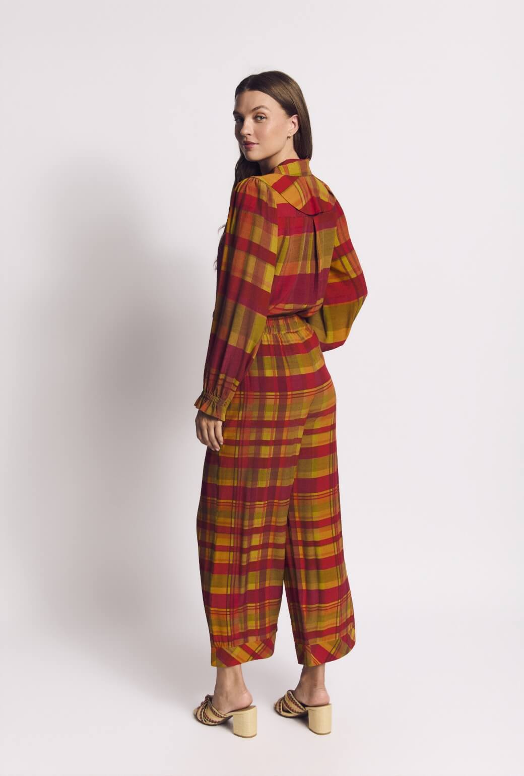 Wide Leg Trousers - Lake House Plaid