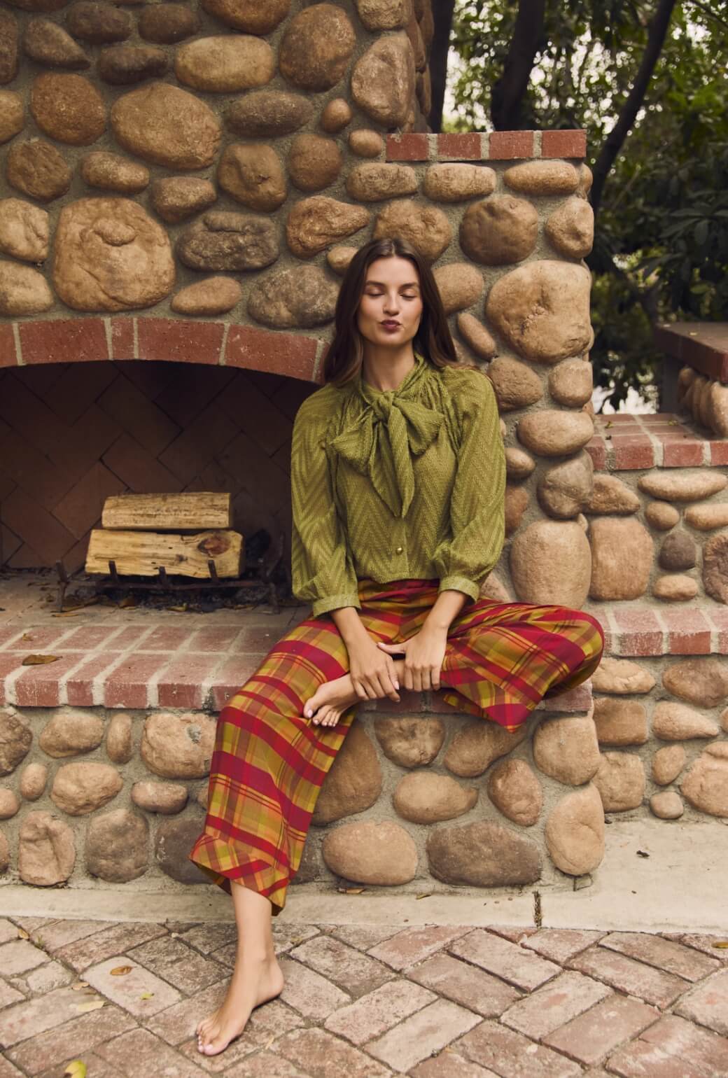 Wide Leg Trousers - Lake House Plaid