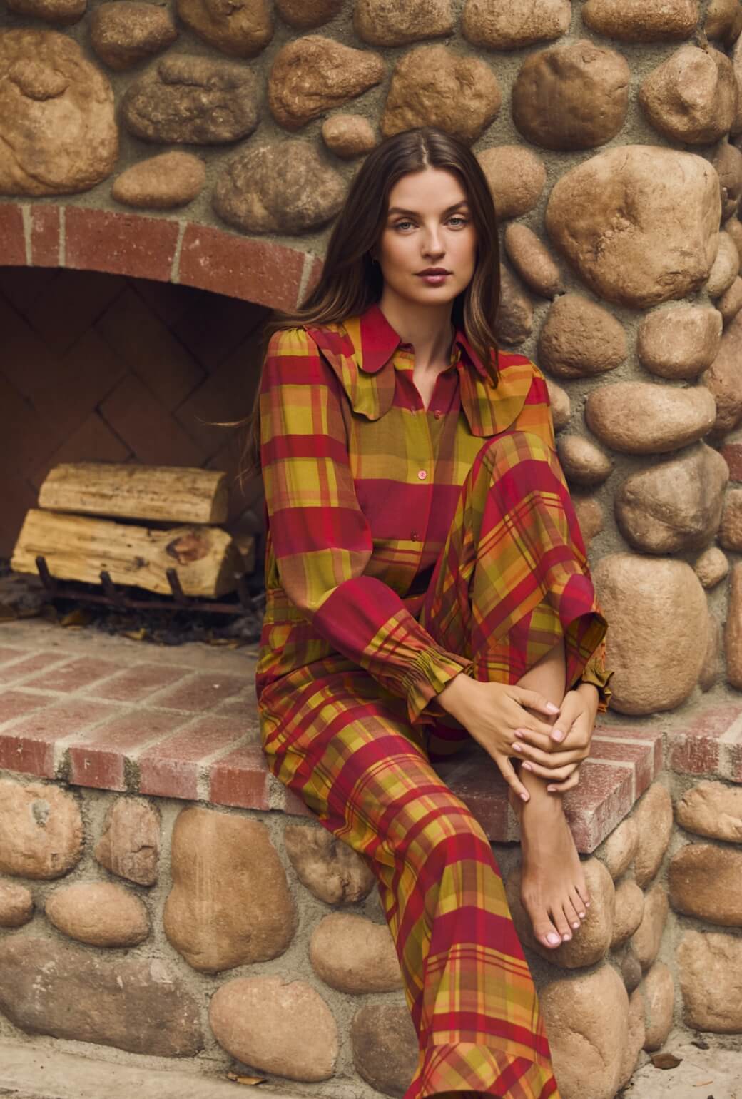 Wide Leg Trousers - Lake House Plaid
