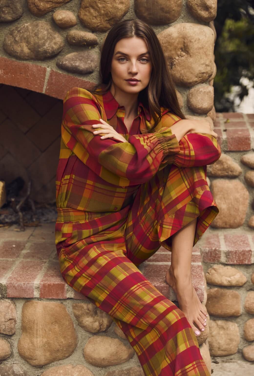 Wide Leg Trousers - Lake House Plaid