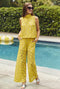 Wide Leg Trousers - Yellow Lace