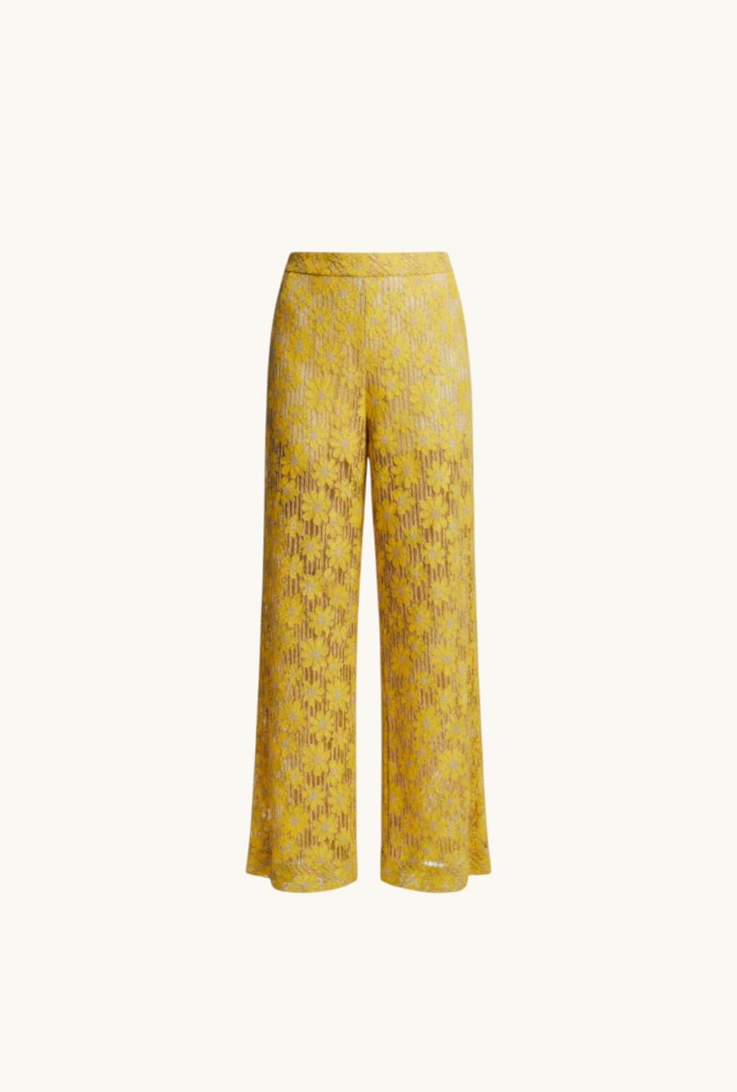 Wide Leg Trousers - Yellow Lace