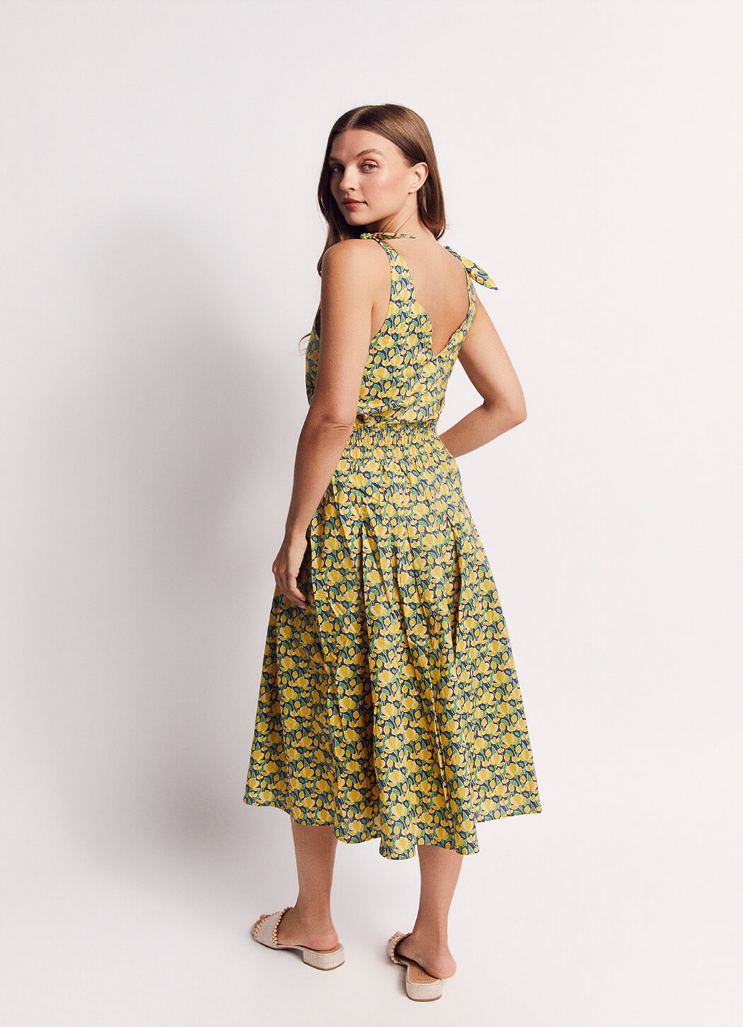 Smocked Waist MIDI Skirt - Yellow Tulip