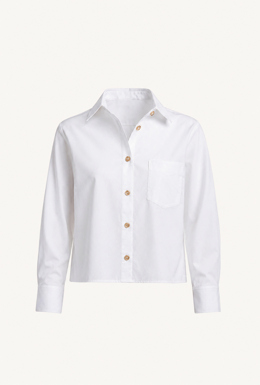 Mel Button Down Cropped Shirt - White